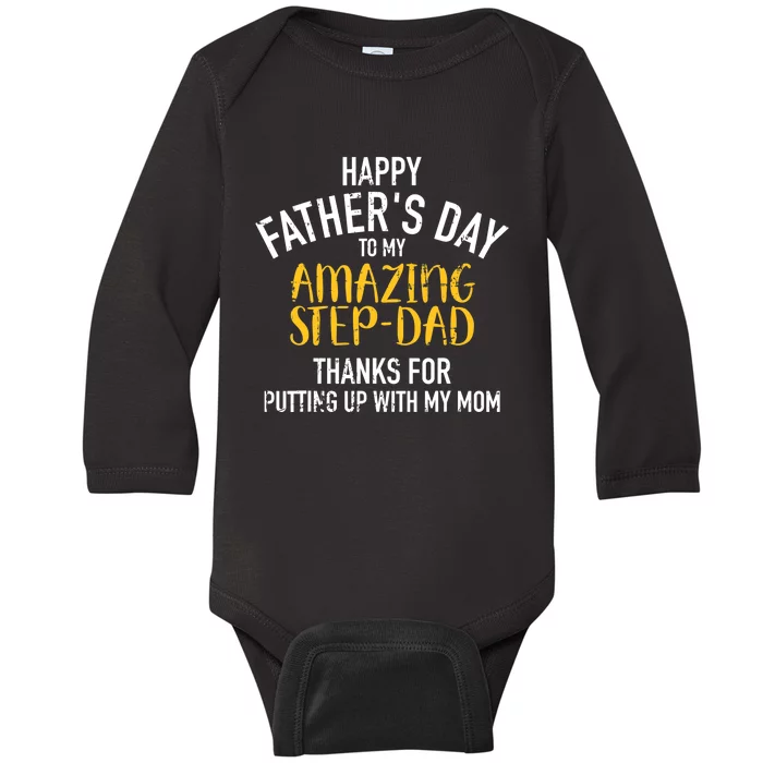 Happy father's day step dad Baby Long Sleeve Bodysuit