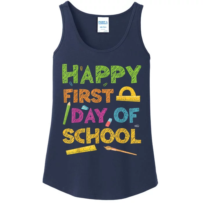 Happy First Day Of School Back To School Ladies Essential Tank