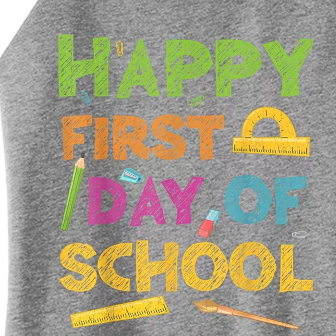 Happy First Day Of School Back To School Women’s Perfect Tri Rocker Tank