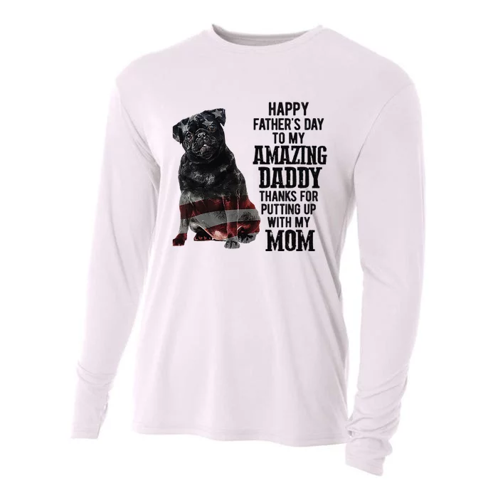 Happy Father's Day To My Amazing Daddy Black Pug Dog Cooling Performance Long Sleeve Crew