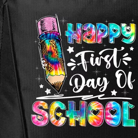 Happy First Day Of School Tie Dye Teacher Kids Back To School City Backpack