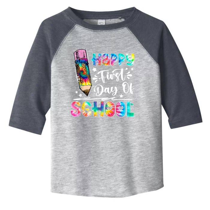 Happy First Day Of School Tie Dye Teacher Kids Back To School Toddler Fine Jersey T-Shirt