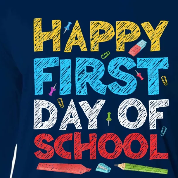 Happy First Day Of School Back To School Cooling Performance Long Sleeve Crew