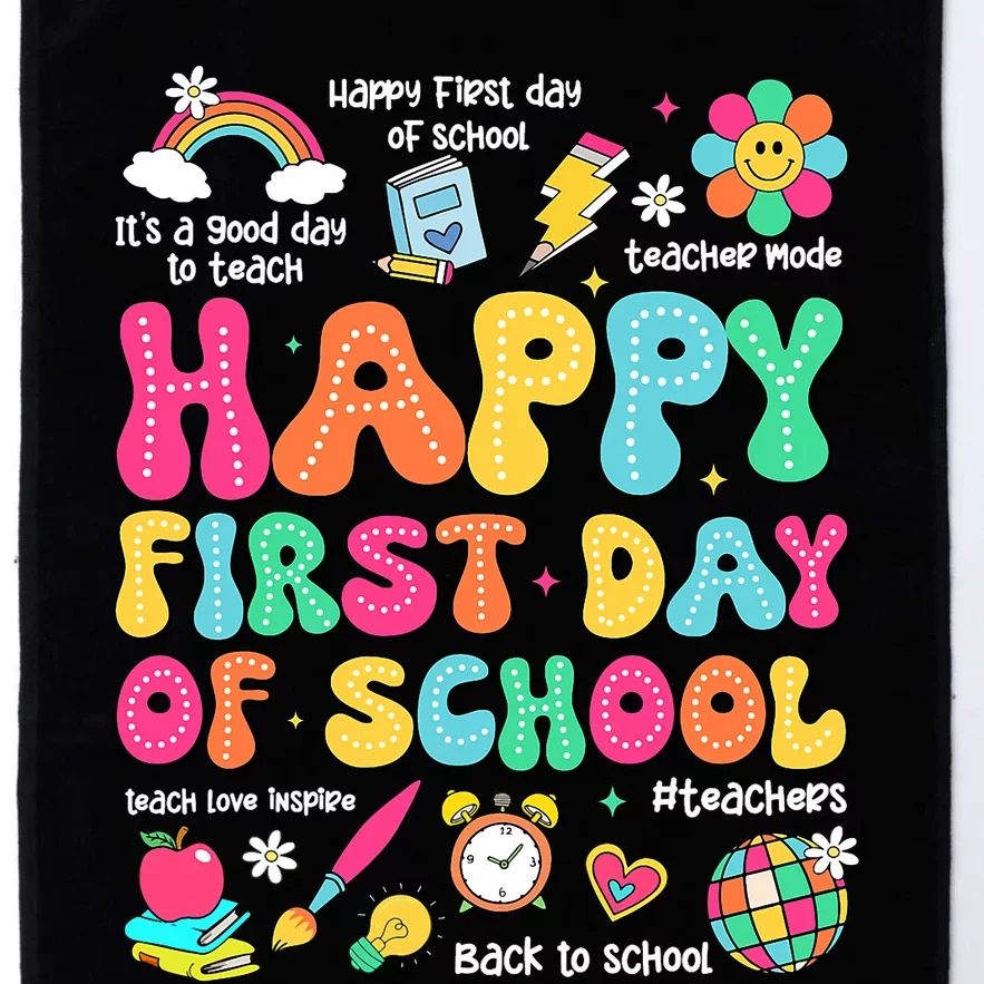 Happy First Day Of School Teacher 1st Back To School Platinum Collection Golf Towel