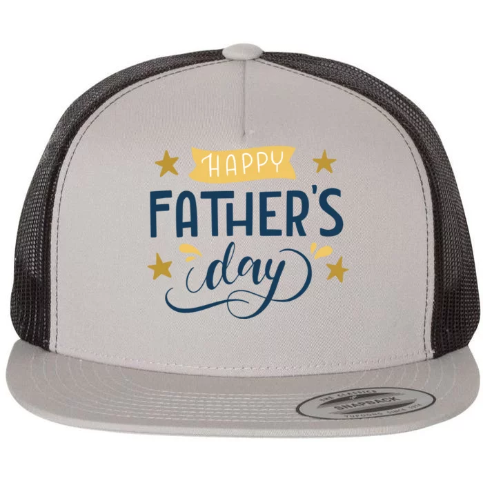 Happy Fathers Day Celebration Gift Flat Bill Trucker Hat