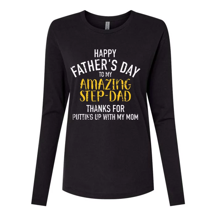 Happy Fathers Day Step Dad Womens Cotton Relaxed Long Sleeve T-Shirt