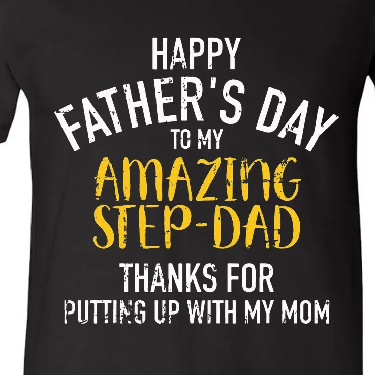 Happy Fathers Day Step Dad V-Neck T-Shirt