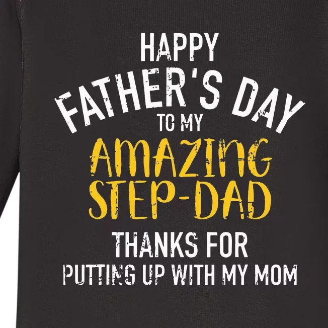 Happy Fathers Day Step Dad Baby Long Sleeve Bodysuit