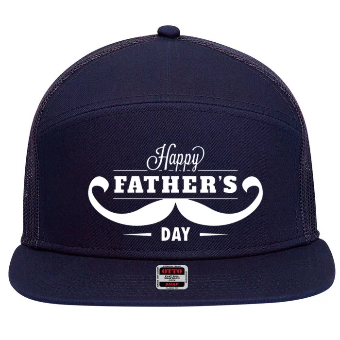 Happy Fathers Day Mustache Decor Proud Dad Fathers Day 7 Panel Mesh Trucker Snapback Hat