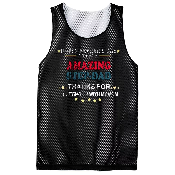 Happy Fathers Day To My Amazing Stepdad Mesh Reversible Basketball Jersey Tank