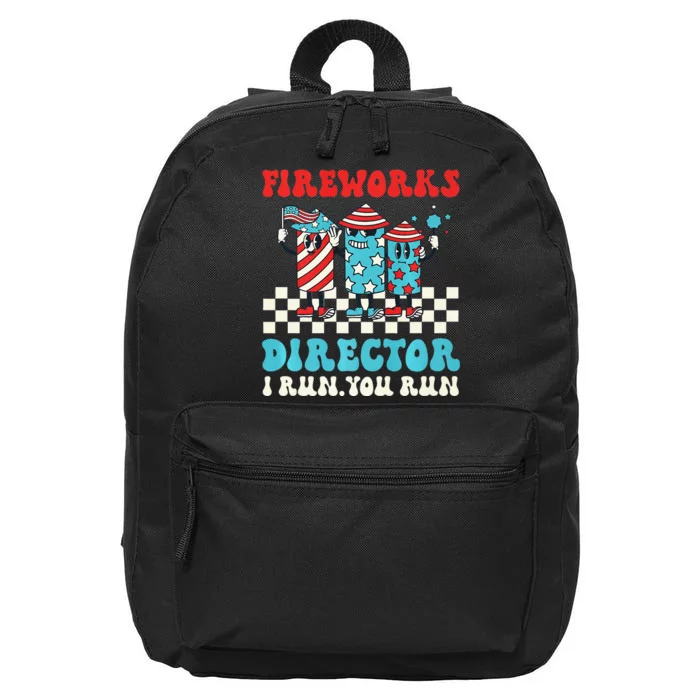 Hippie Fireworks Director I Run You Run Groovy 4th Of July 16 in Basic Backpack