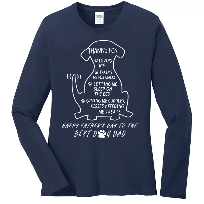 Happy FatherS Day To The Best Dog Dad Ladies Long Sleeve Shirt