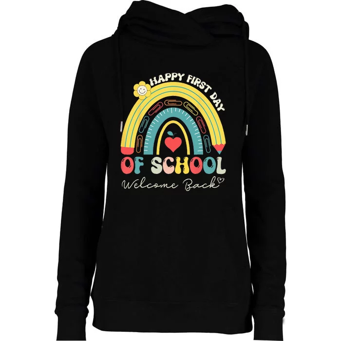 Happy First Day Of School Welcome Back To School Teachers Womens Funnel Neck Pullover Hood