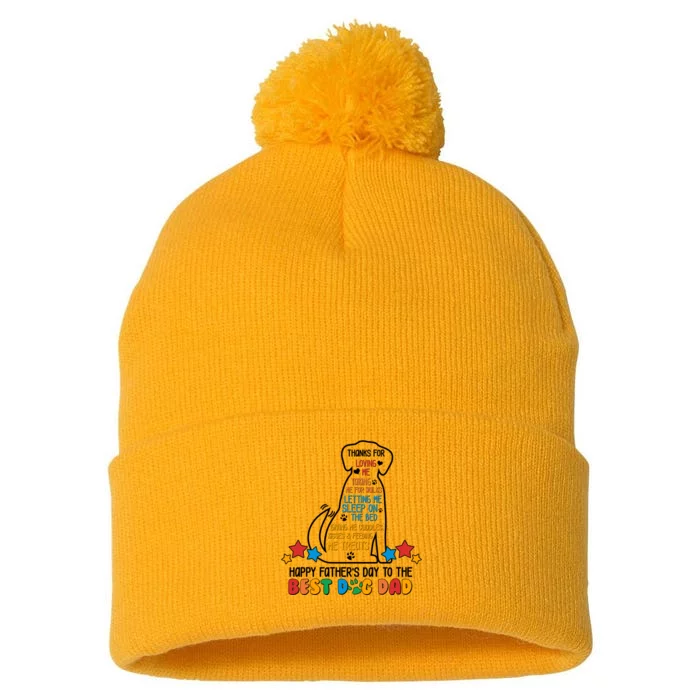 Happy Father's Dad To The Best Dog Dad Pom Pom 12in Knit Beanie