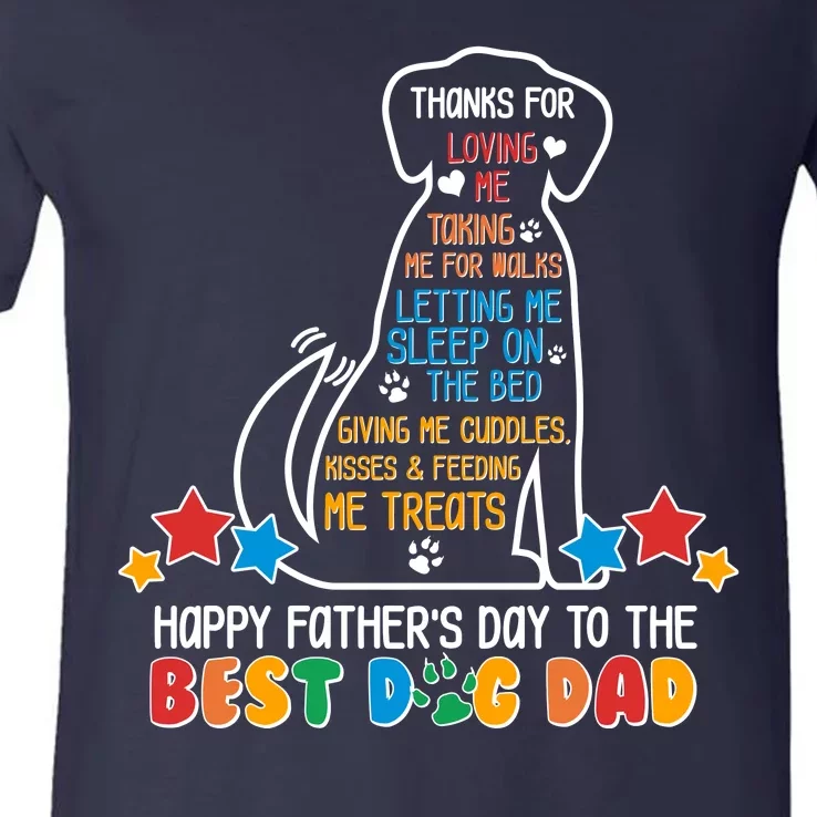 Happy Father's Dad To The Best Dog Dad V-Neck T-Shirt