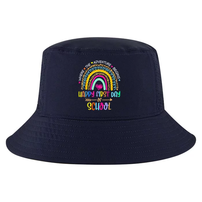 Happy First Day Of School Teachers Back To School Rainbow Cool Comfort Performance Bucket Hat