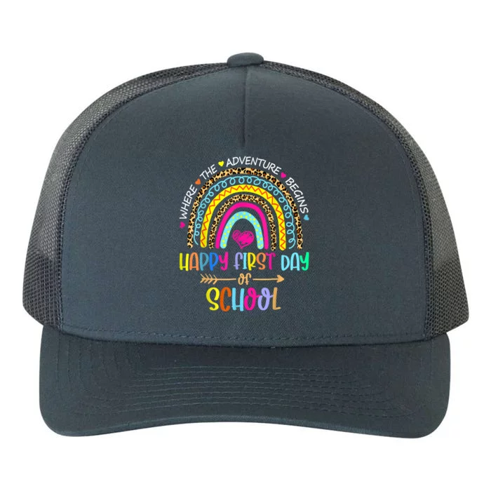 Happy First Day Of School Teachers Back To School Rainbow Yupoong Adult 5-Panel Trucker Hat