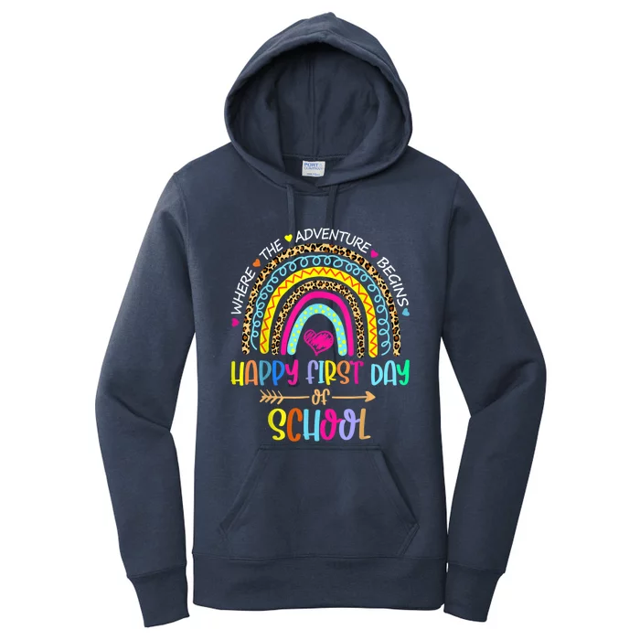 Happy First Day Of School Teachers Back To School Rainbow Women's Pullover Hoodie