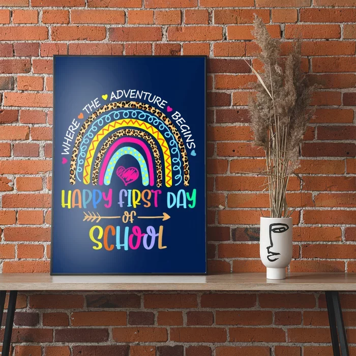 Happy First Day Of School Teachers Back To School Rainbow Poster