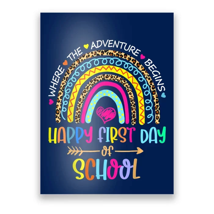 Happy First Day Of School Teachers Back To School Rainbow Poster