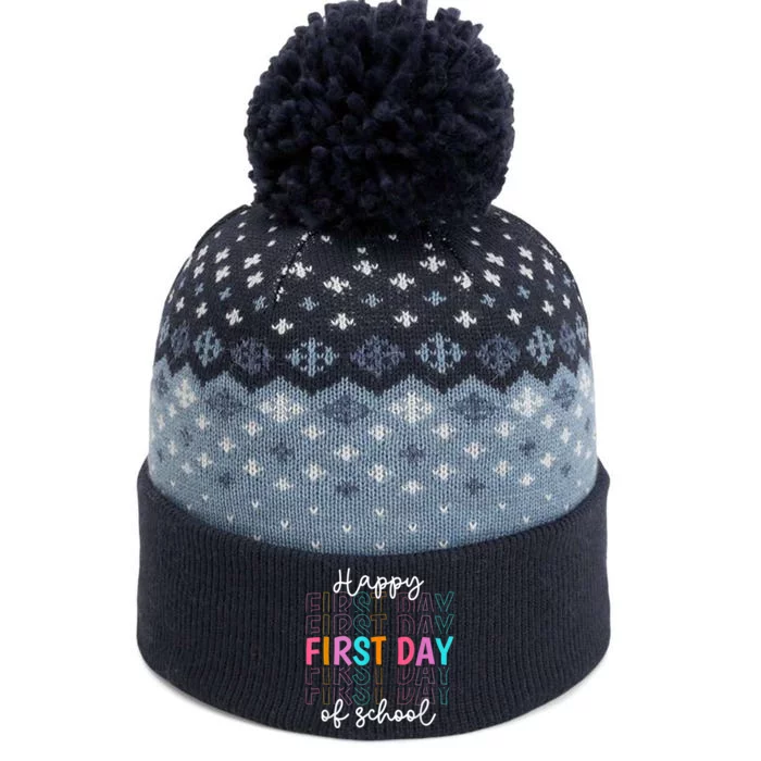 Happy First Day Of School Teachers Women Student Boy Girl The Baniff Cuffed Pom Beanie