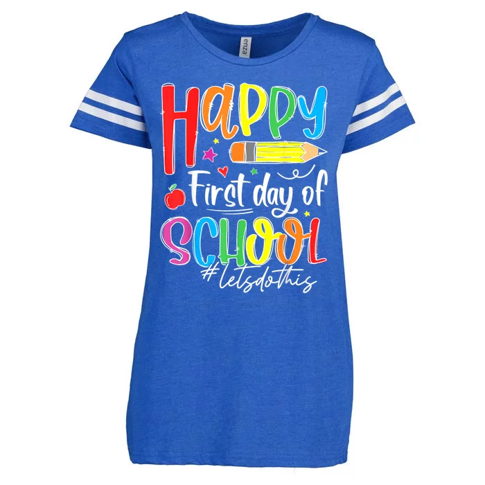 Happy First Day Of School Teacher Back To School Student Enza Ladies Jersey Football T-Shirt