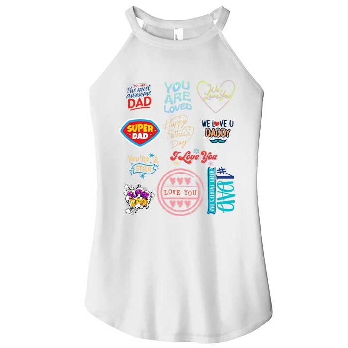 Happy Father's Day super dad cute husband or daddy gift Women’s Perfect Tri Rocker Tank