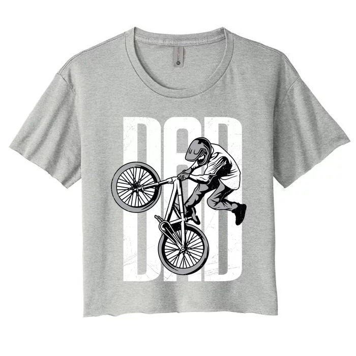 Happy FatherS Day Cycling Dad Mountain Biking Bmx Meaningful Gift Women's Crop Top Tee