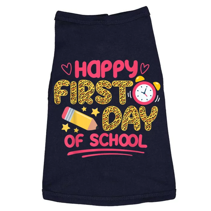 Happy First Day Of School Leopard Teacher Back To School Doggie Tank