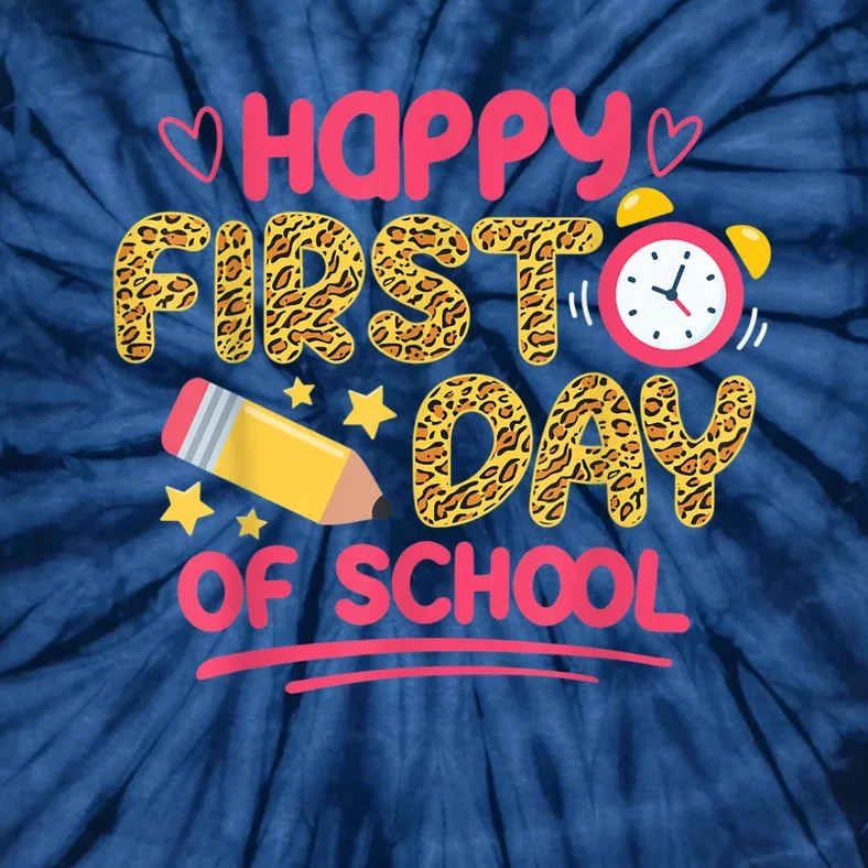 Happy First Day Of School Leopard Teacher Back To School Tie-Dye T-Shirt