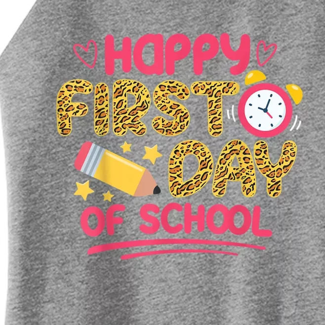 Happy First Day Of School Leopard Teacher Back To School Women’s Perfect Tri Rocker Tank