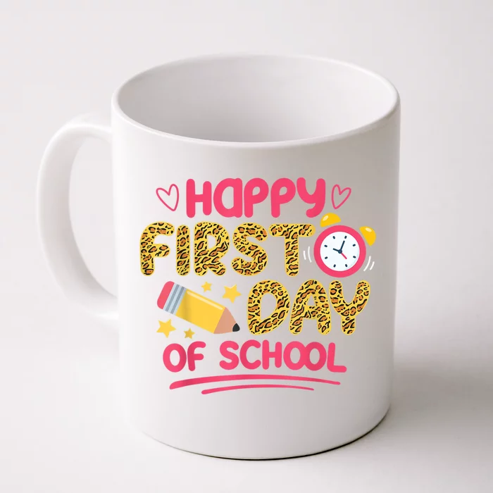 Happy First Day Of School Leopard Teacher Back To School Front & Back Coffee Mug