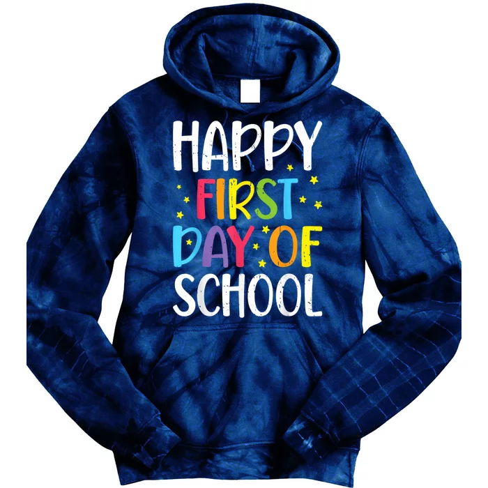 Happy First Day Of School Teacher Kids Child Back To School Tie Dye Hoodie