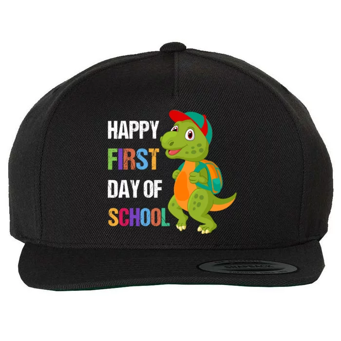 Happy First Day Of School Teacher Back To School Student Cute Dino Wool Snapback Cap