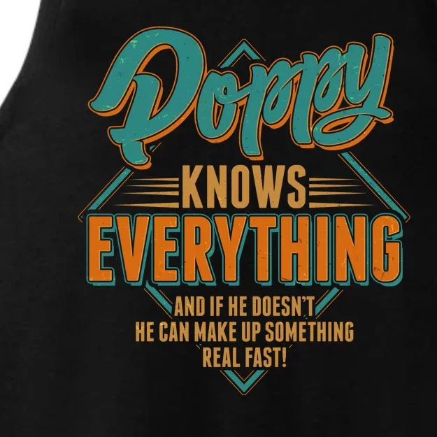 Happy Fathers Day Poppy Knows Everything Ladies Tri-Blend Wicking Tank