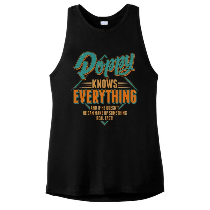 Happy Fathers Day Poppy Knows Everything Ladies Tri-Blend Wicking Tank