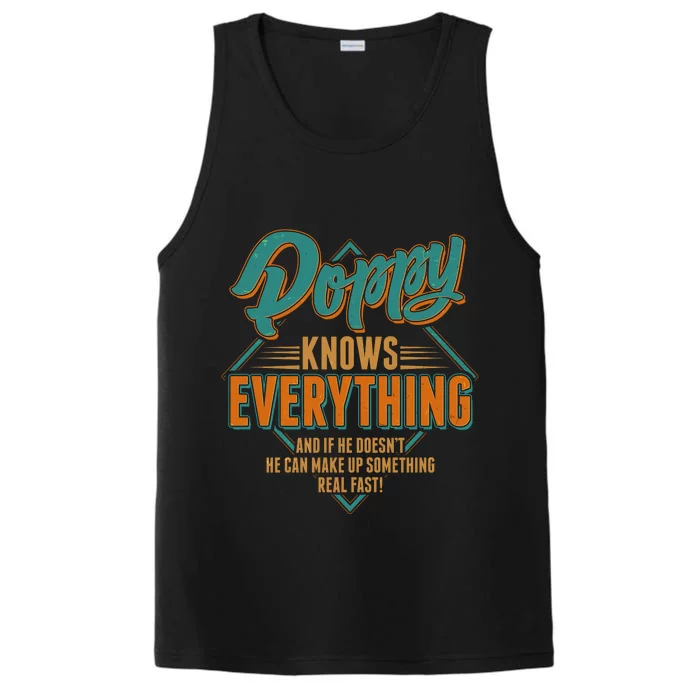 Happy Fathers Day Poppy Knows Everything Performance Tank