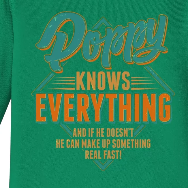 Happy Fathers Day Poppy Knows Everything Baby Long Sleeve Bodysuit