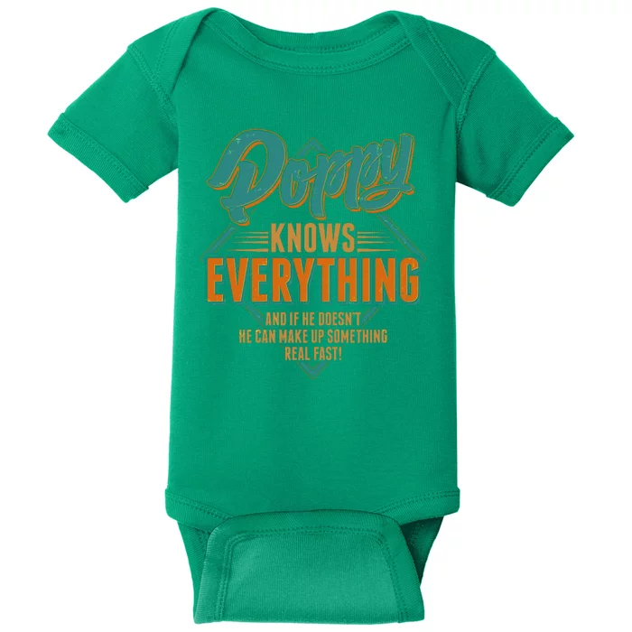 Happy Fathers Day Poppy Knows Everything Baby Bodysuit