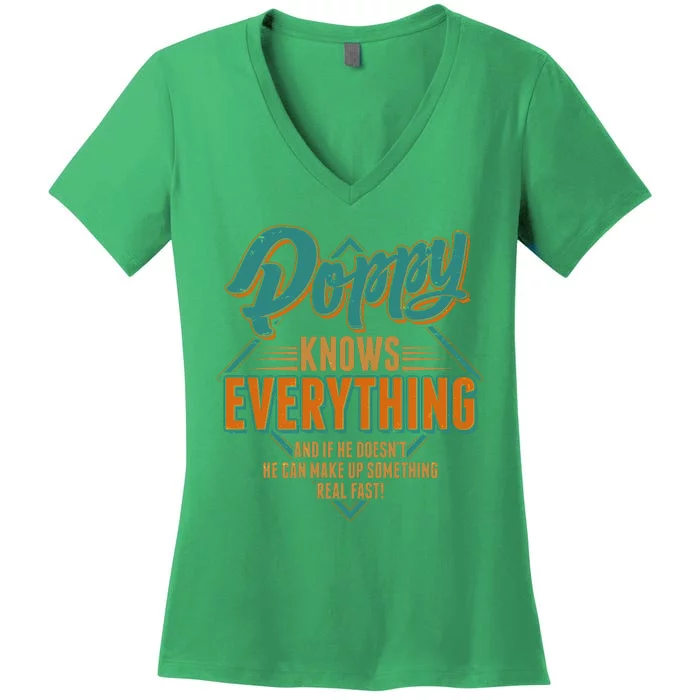 Happy Fathers Day Poppy Knows Everything Women's V-Neck T-Shirt