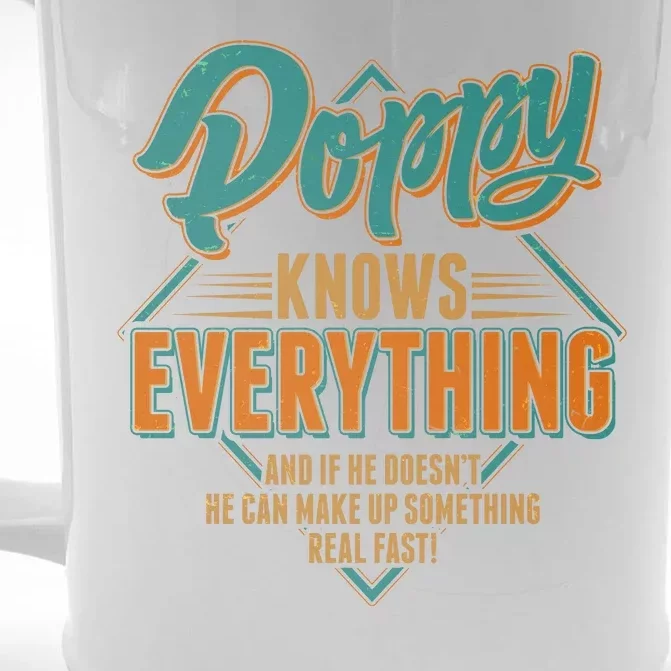 Happy Fathers Day Poppy Knows Everything Front & Back Beer Stein