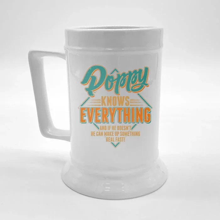 Happy Fathers Day Poppy Knows Everything Front & Back Beer Stein