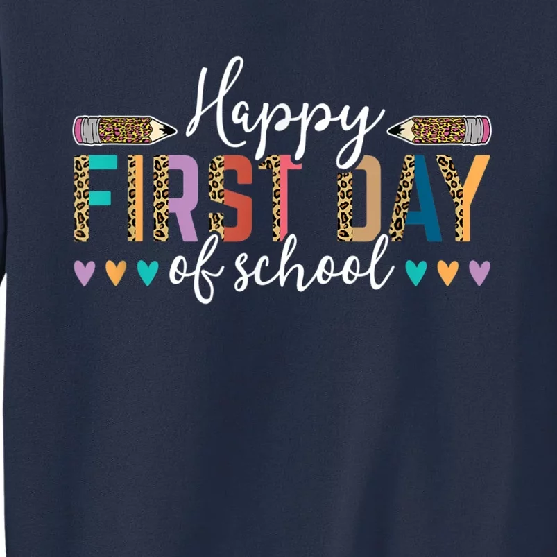 Happy First Day Of School Teacher Leopard Back To School Sweatshirt