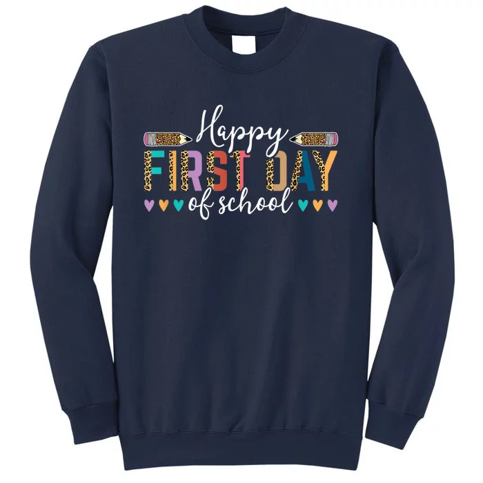 Happy First Day Of School Teacher Leopard Back To School Sweatshirt