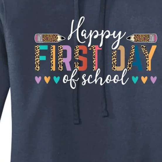 Happy First Day Of School Teacher Leopard Back To School Women's Pullover Hoodie