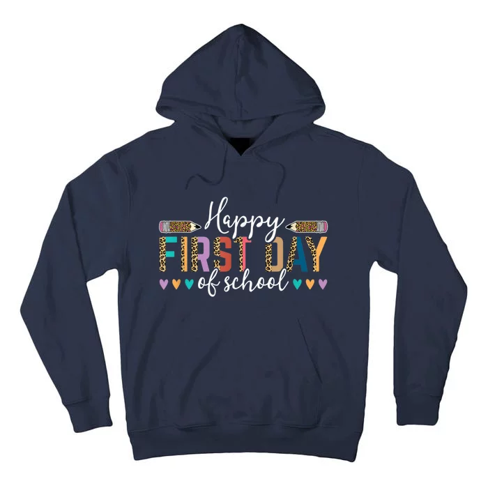 Happy First Day Of School Teacher Leopard Back To School Tall Hoodie