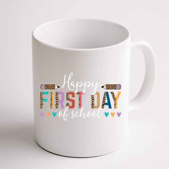 Happy First Day Of School Teacher Leopard Back To School Front & Back Coffee Mug