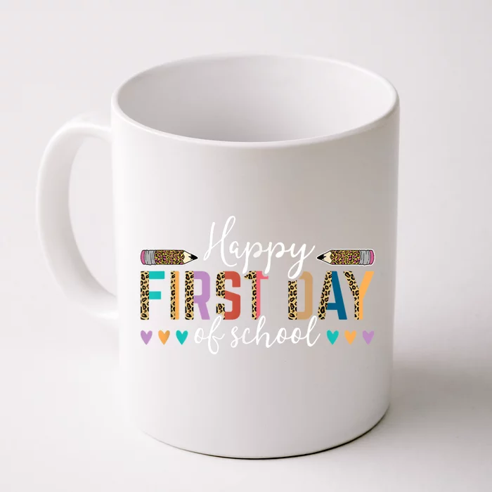 Happy First Day Of School Teacher Leopard Back To School Front & Back Coffee Mug