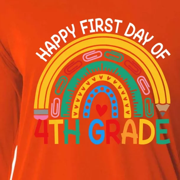 Happy First Day Of 4Th Grade Rainbow Team Fourth Grade Funny Gift Cooling Performance Long Sleeve Crew