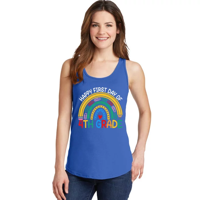 Happy First Day Of 4Th Grade Rainbow Team Fourth Grade Funny Gift Ladies Essential Tank